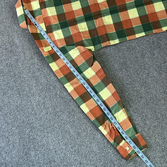 Vintage Bellcraft Shirt Mens Medium Plaid Orange Green Brown Permanent Press 70s - Picture 6 of 8